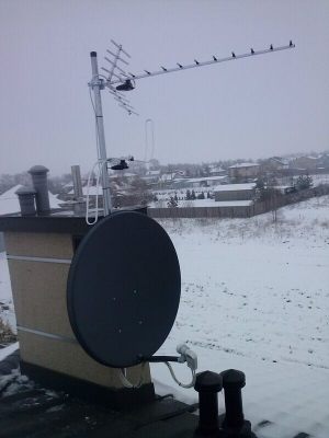 Instalacja zestawu anten na opaskach kominowych